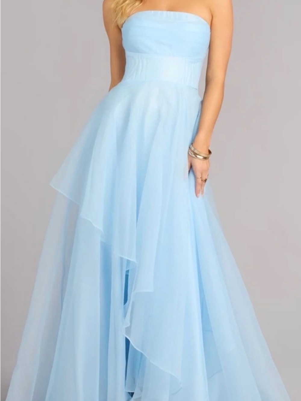 Lilyanne Strapless A-Line Organza Ball Gown in Light Blue